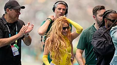 Colombian artist Shakira, with her brother Antonio Mebarak, left, wait her turn to perform during the opening ceremony before the start of the World Cup Group A soccer match between Mexico and South Africa in Mexico City, Thursday, June 11, 2026. - AP Photo/Natacha Pisarenko