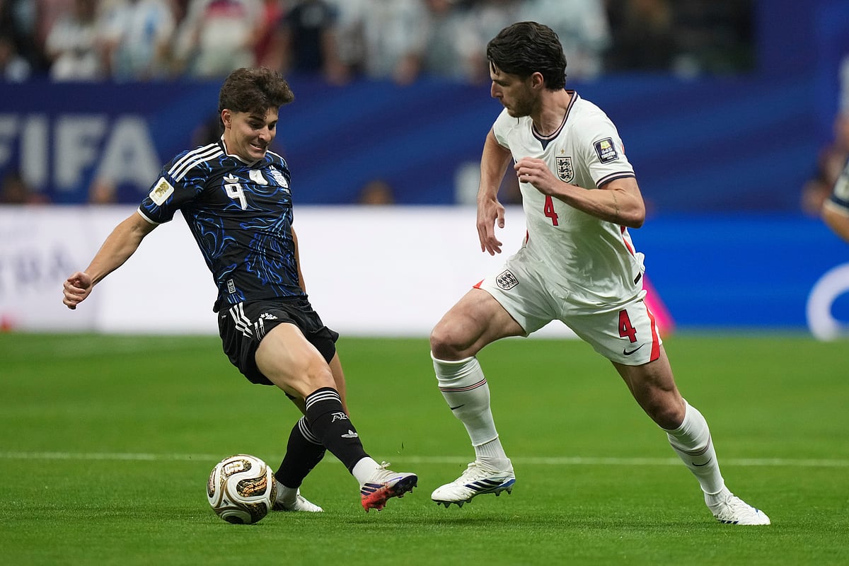 Argentina vs England FIFA World Cup 2026 Semi-Final Declan Rice Action AP Photo
