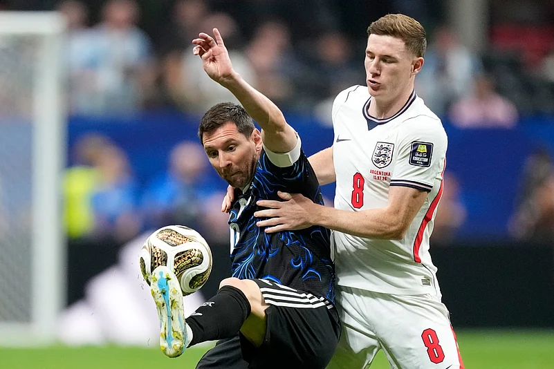Argentina vs England FIFA World Cup 2026 Semi-Final Lionel Messi Action AP Photo