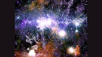File photo : The frequent collisions and mergers among proto-galaxies were thought to prevent the formation of stable, symmetric disks and spiral arms at such early epochs.