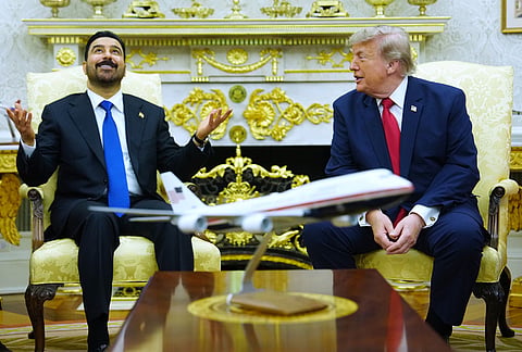 US President Donald Trump meets with Iraq's Prime Minister Ali al-Zaidi in the Oval Office of the White House in Washington. 