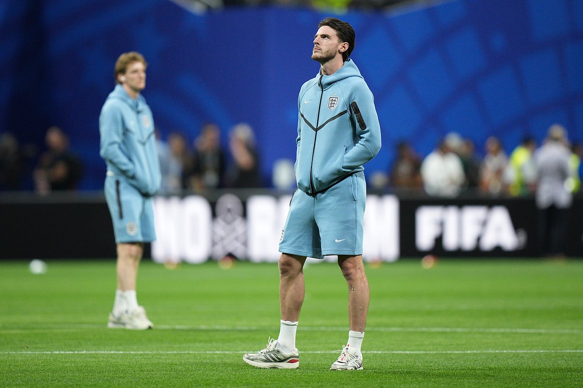 Argentina vs England FIFA World Cup 2026 Semi-Final Declan Rice Warm Up AP Photo