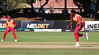 Zimbabwe Vs Bangladesh, 1st T20I: Who Won Yesterday In ZIM Vs BAN Match – Check Result (AP Photo/Mkhululi Thobela) : Zimbabwe's bowler Richard Ngarava, right, reacts after his delivery during the 1st T20 day cricket match between Zimbabwe and Bangladesh in Bulawayo, Zimbabwe, Wednesday, July 15, 2026