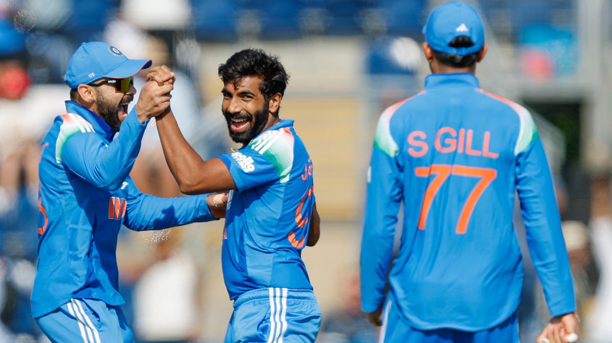 Jasprit Bumrah strike on the first ball as he send Ben Duckett for 0 in the 2nd ODI in Cardiff. - X/BCCI