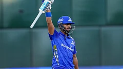 MI New York captain Nicholas Pooran celebrates after reaching his century during the MLC 2026 Eliminator against Washington Freedom. Pooran's blistering 31-ball hundred became the fastest century in Major League Cricket history and one of several records set during the historic contest. - X/MINYCricket