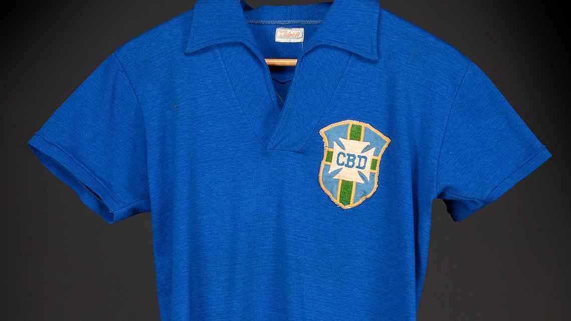 Pelee’s1958 World Cup final jersey sold at Sotheby's for USD 4.88 million on Thursday. - Sotheby's
