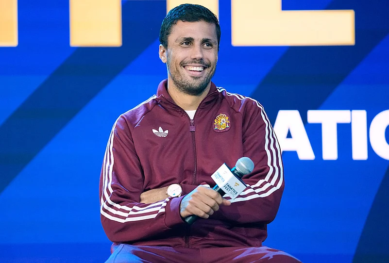 Spains Rodri during a news conference