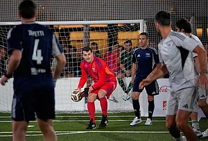 | Photo: AP/Ashley Landis : Spanish former goalkeeper Iker Casillass looks to pass the ball during a FIFA legends soccer match being played two days ahead of the World Cup final in New York, Friday, July 17, 2026.