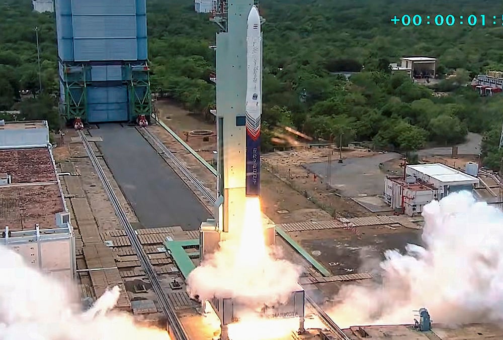 The Vikram-1 Test Flight-1 lifts off from the Satish Dhawan Space Centre