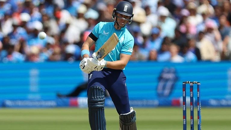 Jacob Bethell is marching towards his century in the decider against India at Lord's on Sunday, July 19. - AP Photo/Steven Paston