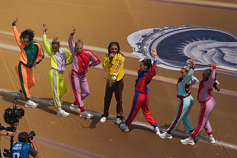 Raper Swae Lee performs during the tournament closing ceremony before the World Cup final soccer match between Spain and Argentina in East Rutherford, N.J., near New York, Sunday, July 19, 2026.