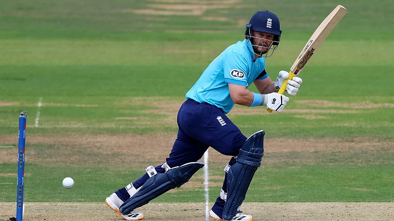 England's Ben Duckett slams his 4th ODI ton in the third ODI between England and India, at Lord's cricket ground, London, Sunday, July 19, 2026. - AP Photo/Steven Paston