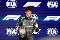Belgian Grand Prix 2026 F1 Quali: Antonelli Grabs Pole At Circuit of Spa-Francorchamps | Photo: AP/Geert Vanden Wijngaert : Mercedes driver Andrea Kimi Antonelli of Italy celebrates on the podium after clocking the fastest time during the qualifying session ahead of the Formula One Grand Prix at the Spa-Francorchamps racetrack in Spa, Belgium.