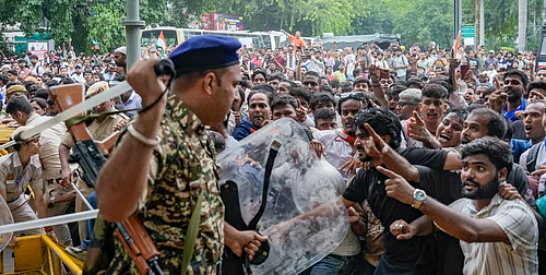 Money Sharma : CJP Protest in Delhi LIVE: Security personnel stop Cockroach Janata Party (CJP) supporters as they raise slogans during a protest march, at Patel Chowk, in New Delhi, Monday, July 20, 2026. Delhi Police is on high alert ahead of the Monsoon Session of Parliament and CJPs proposed Chalo Sansad march on Monday.