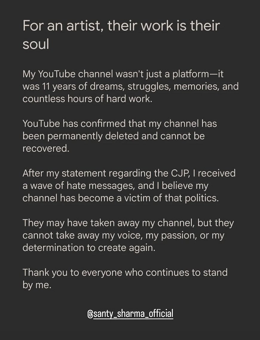 Santy Sharmas Statement