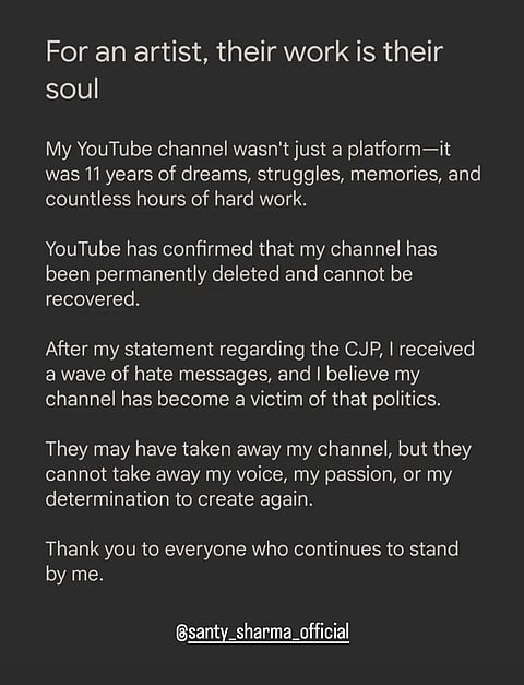 Santy Sharma's Statement