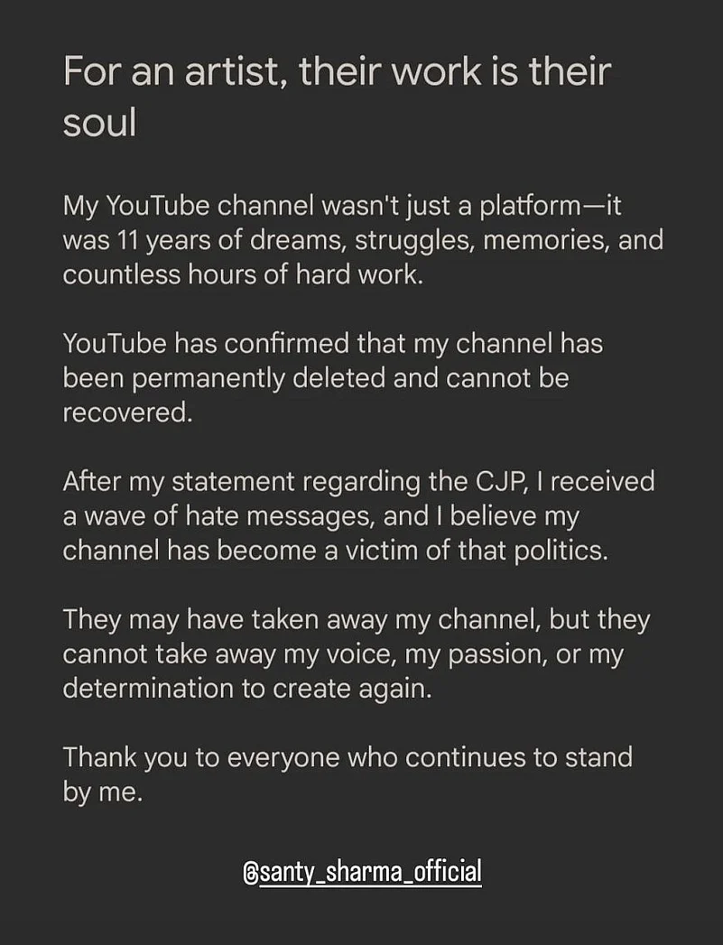 Santy Sharmas Statement