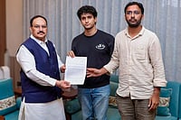 Photo: @SauravDassss/X via PTI  : In this image posted on July 20, 2026, Union Minister JP Nadda, left, meets Cockroach Janta Party (CJP) spokespersons Saurav Das and Ashutosh Ranka  amid an ongoing protest by CJP over the alleged NEET paper leak, in New Delhi. 