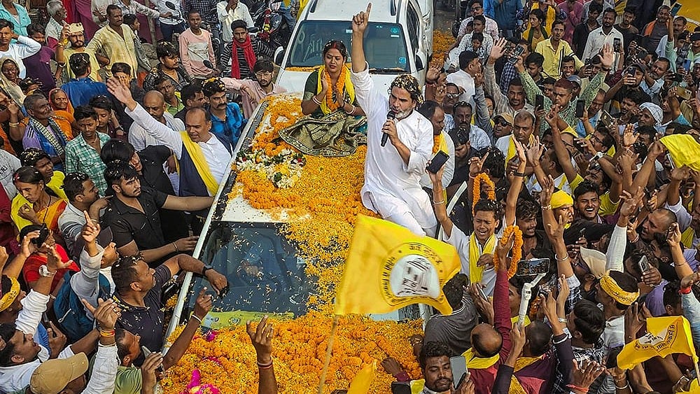 Jan Suraaj chief Prashant Kishor during a roadshow  - | Photo: PTI