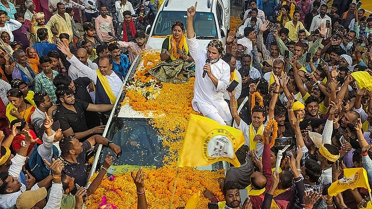 Jan Suraaj chief Prashant Kishor during a roadshow - | Photo: PTI