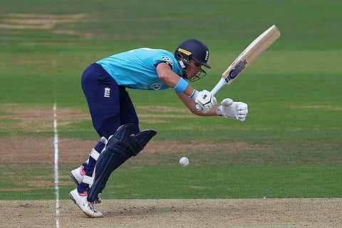 England's Jacob Bethell is struck during the third ODI between England and India, at Lord's cricket ground, London.