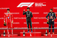 | Photo: AP/Geert Vanden Wijngaert : Mercedes driver Andrea Kimi Antonelli of Italy, center, stands on the podium with Ferrari driver Charles Leclerc of Monaco, left, and third place Red Bull driver Max Verstappen of the Netherlands, after winning the Formula One Grand Prix at the Spa-Francorchamps racetrack in Spa, Belgium.