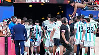 (AP Photo/Frank Franklin II) : Argentina's Lionel Messi (10) and teammates leave the field after the presentation ceremony following their loss against Spain in the World Cup final soccer match in East Rutherford, N.J., near New York, Sunday, July 19, 2026.