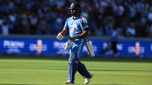 (Steven Paston/PA via AP) : Indias Rohit Sharma after being bowled by Englands Jacob Bethell during the third ODI between England and India, at Lords cricket ground, London, Sunday, July 19, 2026