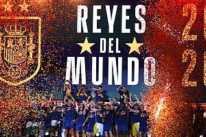 | Photo: AP/Manu Fernandez : Players from Spain's national soccer team celebrate at Cibeles Square in Madrid on Monday, July 20, 2026, after Spain defeated Argentina in the World Cup final in East Rutherford, N.J., near New York.