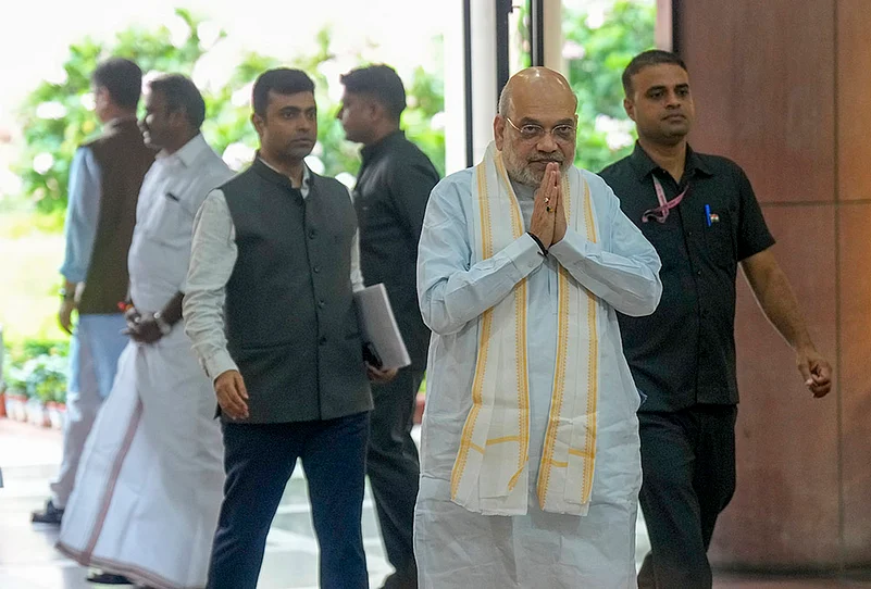 Amit Shah arrives for NDA Mangal Milan meeting