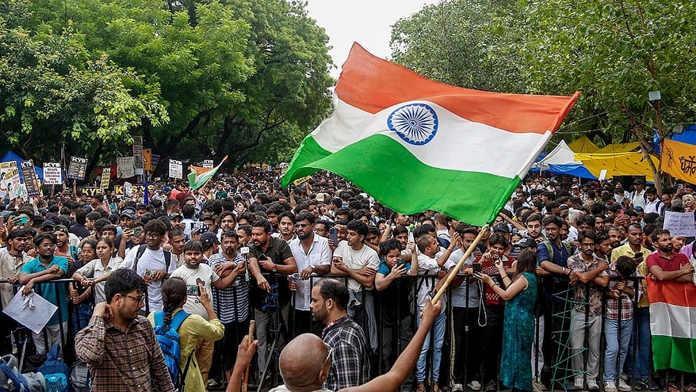 Cockroach Janata Party (CJP) supporters in New Delhi, Tuesday, July 21, 2026.  - | Photo: PTI
