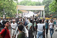 | Photo: PTI : Crowds of students have begun gathering at Jantar Mantar New Delhi.
