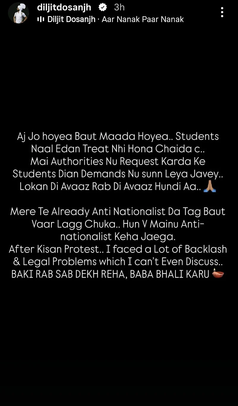 Diljit Dosanjhs post on CJP protest