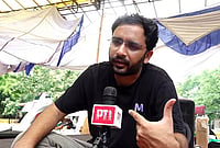 | Photo: PTI  : Cockroach Janta Party (CJP) Spokesperson Ashutosh Ranka speaks to PTI amid the ongoing CJP protest over the alleged NEET paper leak, at Jantar Mantar in New Delhi.