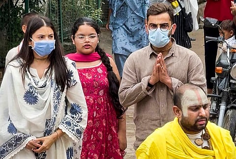 Cricketer Virat Kohli and his wife Anushka Sharma visit the ashram of Premanand Maharaj, in Vrindavan, Uttar Pradesh.