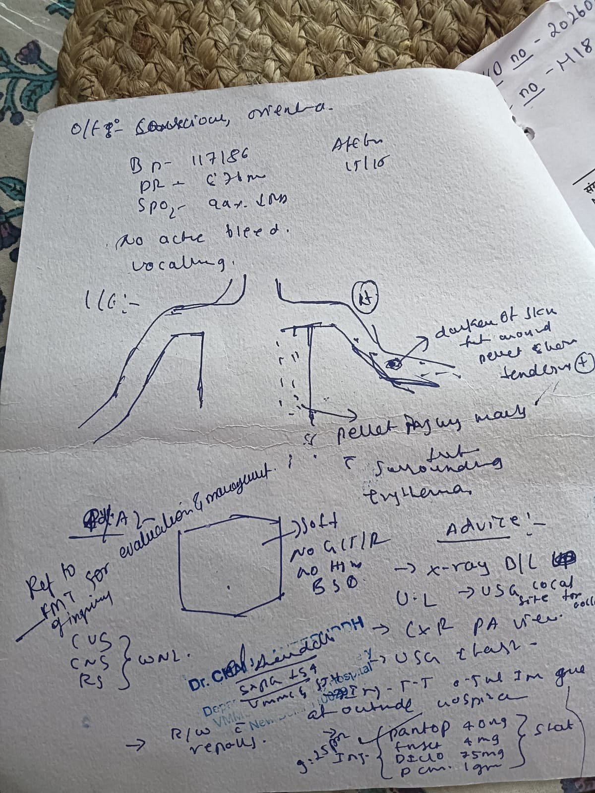 A clinical assessment of an Outlook India reporter treated after being injured during the July 20 CJP protest