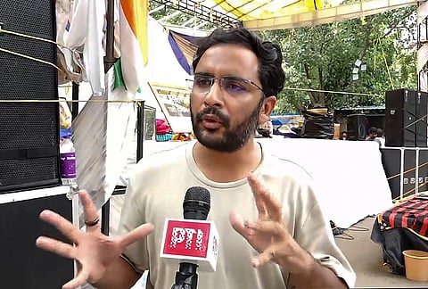 Cockroach Janta Party (CJP) national spokesperson Ashutosh Ranka speaks during an interview with PTI in response to the tweet on X by Prime Minister Narendra Modi regarding the NEET paper leak issue, in New Delhi.