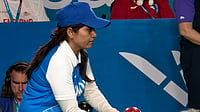 X/WeAreTeamIndia : India's Pinki Singh prepares to deliver a bowl during the women's pairs match against Malta at the Glasgow Commonwealth Games 2026, where India secured a dramatic tie-break victory to begin its campaign on a winning note