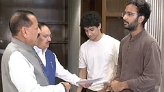 Union Ministers JP Nadda and Jitendra Singh met Cockroach Janta Party (CJP) representatives Saurav Das and Ashutosh Ranka - ANI/X