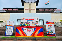 X//thedurandcup : The Durand Cup trophies at the iconic New Legislative Assembly Building, Guwahati.
