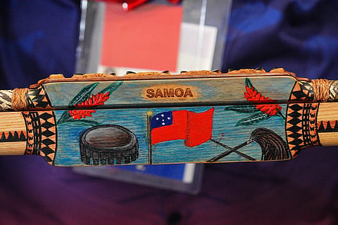 A view of the Samoa 2026 Commonwealth Games baton at a reception for representatives of Governments, the Commonwealth and the Games, at The Hydro in Glasgow, Scotland, ahead of the opening ceremony of the 2026 Commonwealth Games.