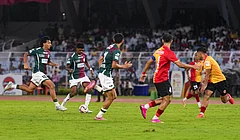 Mohun Bagan Super Giant's Sahal Abdul Samad, 18, proceeds with the ball during a Derby football match between East Bengal FC and Mohun Bagan Super Giant of the 135th Durand Cup, in Kolkata, Saturday, July 25, 2026. - PTI/Manvender Vashist Lav