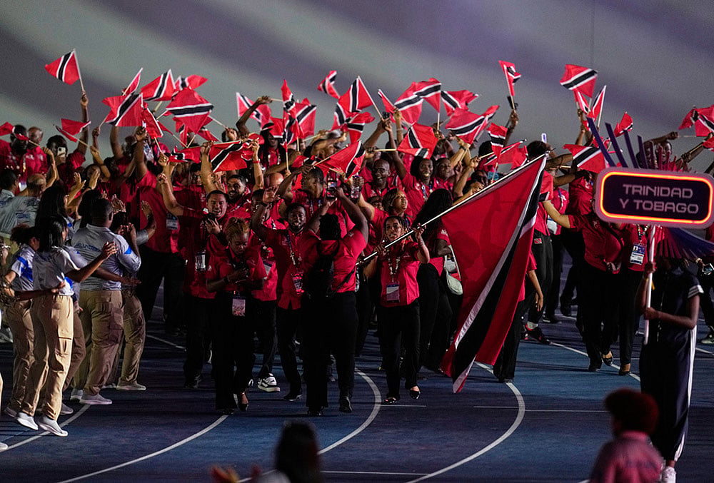 Athletes of Trinidad and Tobago parade during the opening ceremony of the Central American and Caribbean Games in Santo Domingo, Dominican Republic, Friday, July 24, 2026. 
