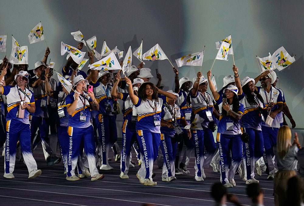Athletes of the United States Virgin Islands parade during the opening ceremony of the Central American and Caribbean Games in Santo Domingo, Dominican Republic, Friday, July 24, 2026. 
