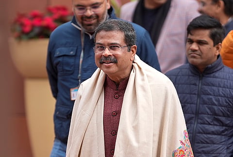 Union Minister for Education Dharmendra Pradhan submits his resignation to Prime Minister Narendra Modi on Saturday, July 25, 2026. Pradhan is seen during the Budget session of Parliament in this file image dated Thursday, Jan. 29, 2026. 
