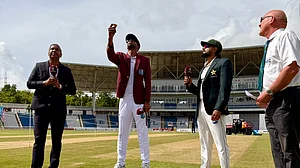 windiescricket/X : West Indies and Pakistan captains in toss ahead of 1st Test match 2026.