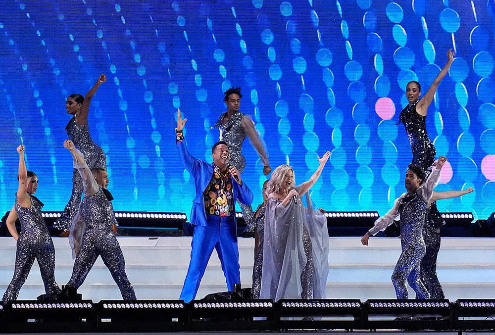 Dominican Republics singers Jandy Ventura, left, and Miriam Cruz perform during the opening ceremony of the Central American and Caribbean Games in Santo Domingo, Dominican Republic, Friday, July 24, 2026. 
 