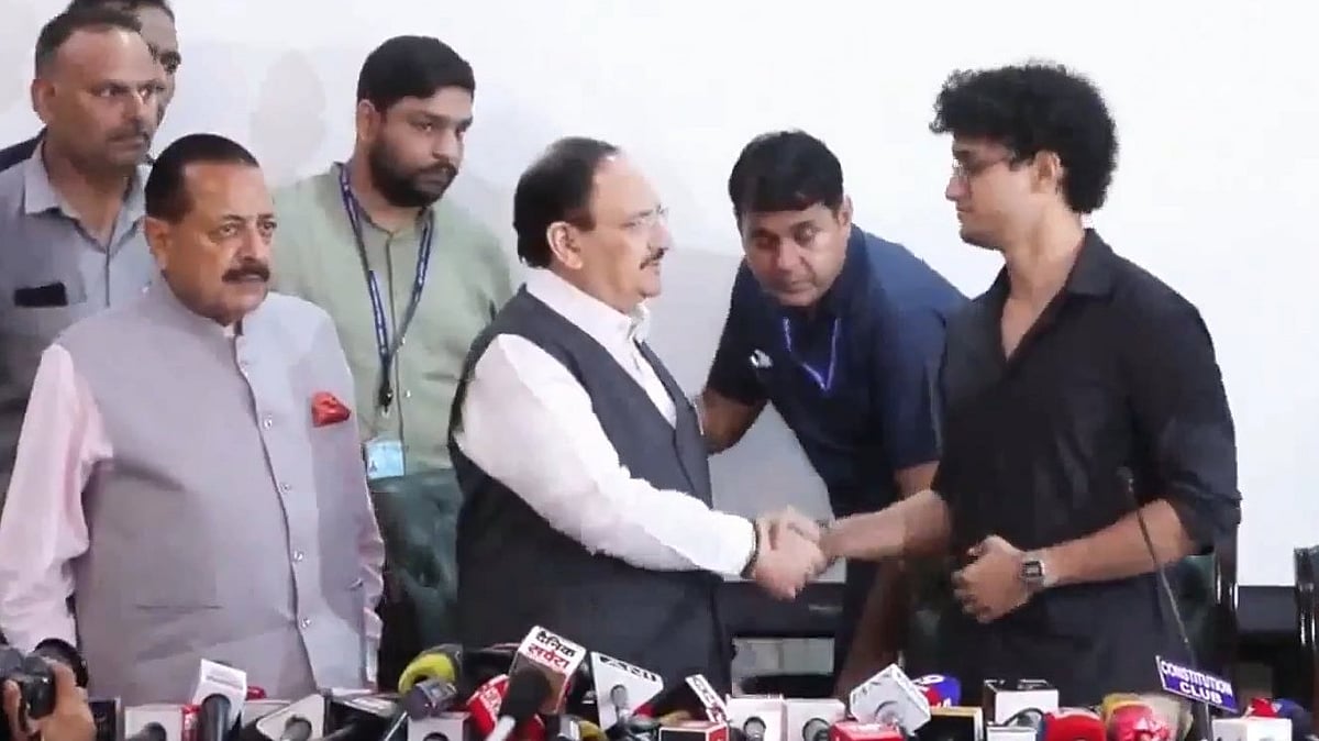 JP Nadda with CJP Spokesperson Saurav Das  - ANI 