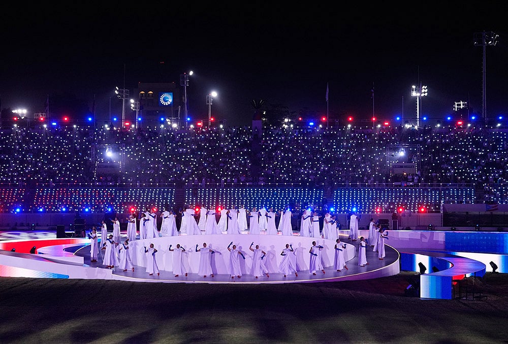 The National Choir sings the national anthem during the opening ceremony of the Central American and Caribbean Games in Santo Domingo, Dominican Republic, Friday, July 24, 2026. 
