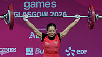 Mirabai Chanu Live Score, CWG 2026: Saikhom Seals Commonwealth Games Gold Hat-Trick (AP Photo/Manish Swarup) : India's Mirabai Chanu celebrates after a successful lift in the women's 48 kilogram weightlifting during the Commonwealth Games in Glasgow, Scotland, Sunday, July 26, 2026.